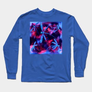 Dragonfly Flit Magenta Pink and Bright Blue Long Sleeve T-Shirt